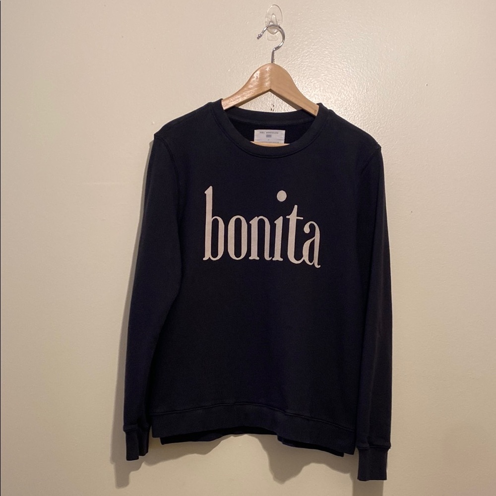 SOL ANGELES ANTHROPOLOGIEVintyge  Black Bonita Sweatshirt. Size L - Picture 4 of 11